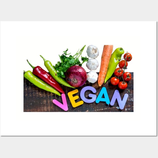 Vegan cool design with vegetables Wall Art by DimDom